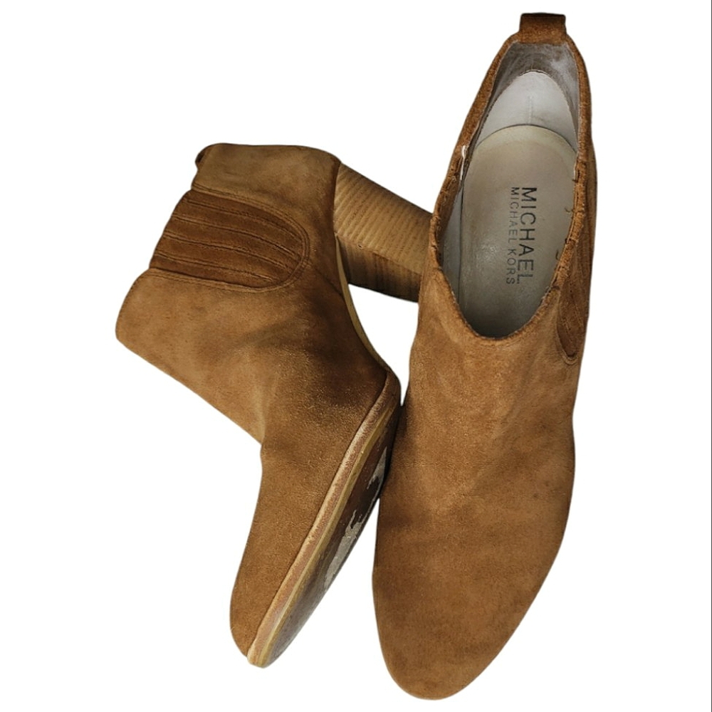 Suede Michae Kors Shaw Leather Bootie Neutral Contemporary Western Country Sz 9